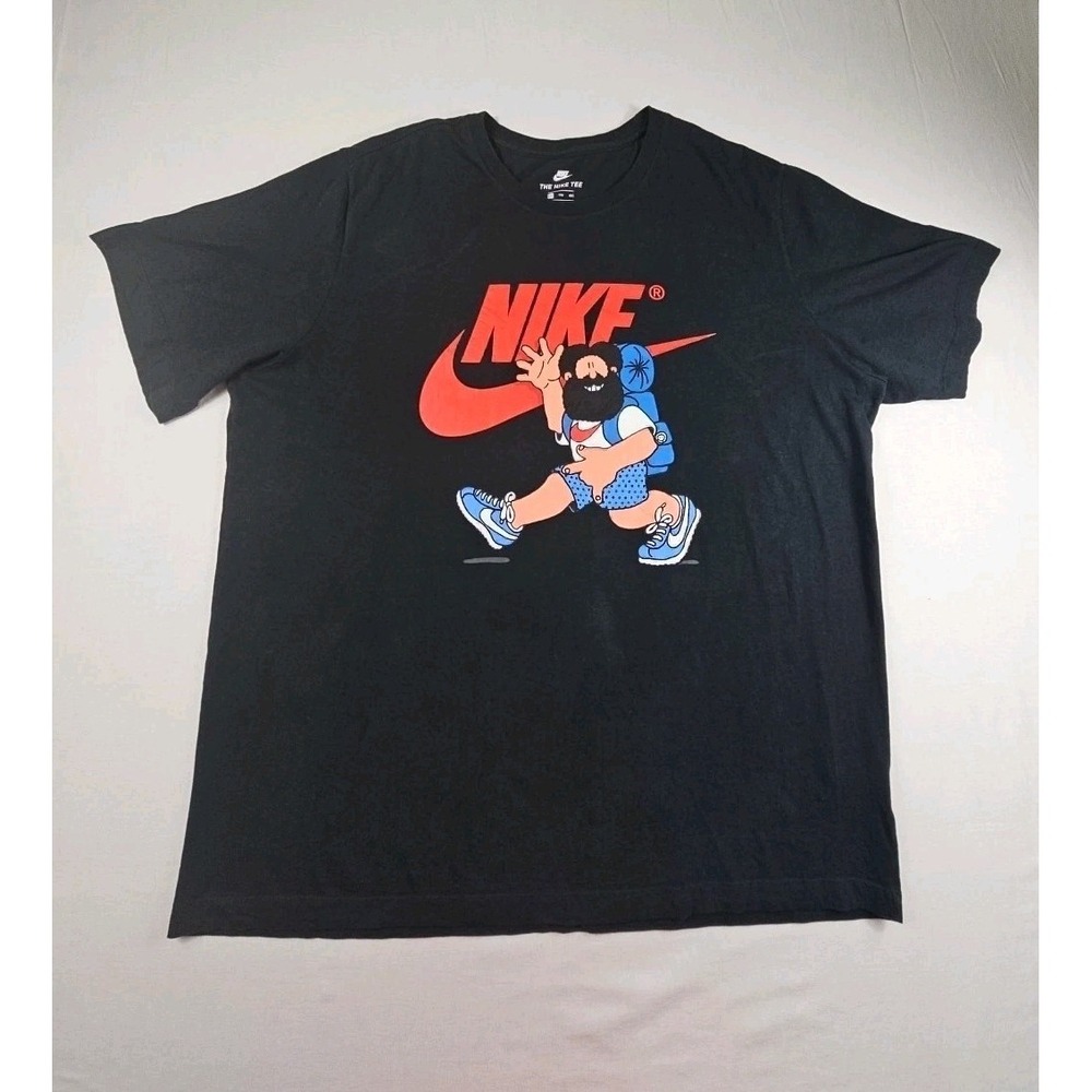 Nike Men's Black Red Big Swoosh Retro Graphic Hiking Happy Camper T-Shirt 2XL